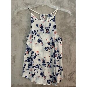 Cotton On Floral Print White Tank Top Sleeveless Casual Summer‎ Blouse S